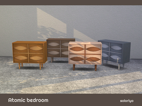 Sims 4 — Atomic Bedroom Dresser by soloriya — Dresser for bedroom. Part of Atomic Bedroom set. 4 color variations.