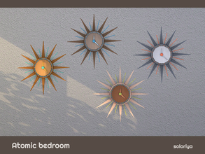 Sims 4 — Atomic Bedroom Wall Clock by soloriya — Atomic wall clock. Part of Atomic Bedroom set. 4 color variations.