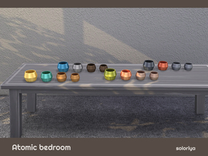 Sims 4 — Atomic Bedroom Cups Vases by soloriya — Four table cups vases. Part of Atomic Bedroom set. 4 color variations.