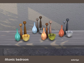 Sims 4 — Atomic Bedroom Four Vases by soloriya — Four table vases. Part of Atomic Bedroom set. 4 color variations.