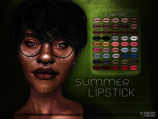 Sims 4 — Summer Lipstick by Blahberry_Pancake — - 45 swatches - HQ textures - custom thumbnail - base game compatible