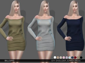 Sims 4 — Off Shoulder Jumper Dress by Bill_Sims — New Mesh All LODs and Morphs HQ mod compatible Female, Teen-Elder