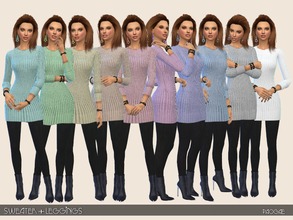 Sims 4 — Sweater+Leggings by Paogae — Black leggings, shiny, and a warm sweater in ten colors, to combine with elegant