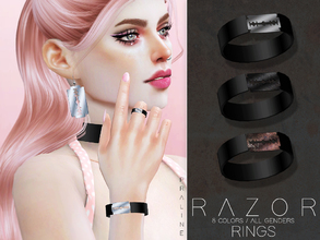 Sims 4 — Razor Rings by Pralinesims — Accessory in 8 colors, all genders.