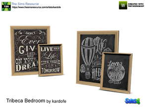 Sims 4 — kardofe_Tribeca Bedroom_Board by kardofe — Two small blackboards with motivational, decorative phrases in two