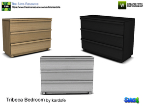 Sims 4 — kardofe_Tribeca Bedroom_Dresser by kardofe — Wooden chest of drawers with three large drawers, in three color