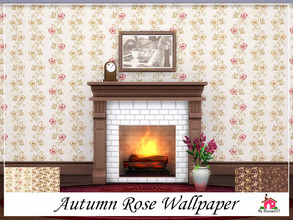 Sims 4 — Autumn Rose Wallpaper by sharon337 — Autumn Rose Wallpaper in 4 different patterns in all 3 Wall Heights.