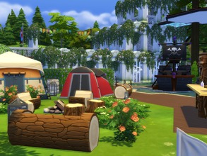 Sims 4 — Stenhaugen by kilra2 — A campsite within old ruins. Can you worm a secret out of it? 