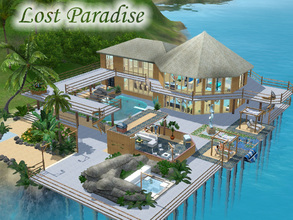 Sims 3 — Lost Paradise by Sims_House — There is a semi-circular pool, parking for one car, a joke for a boat, a summer