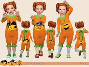 Sims 4 — SmallPumpkins by Paogae — Funny romper with cute Halloween pumpkins, to be used everyday or as a costume or as a