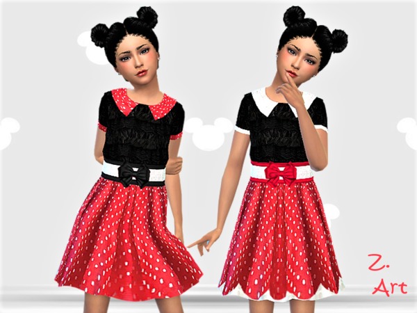 Sims 4 — GirlZ. 12 by Zuckerschnute20 — A funny dress with polka dots, not just for Minnie Mouse fans :D 2 designs CAS