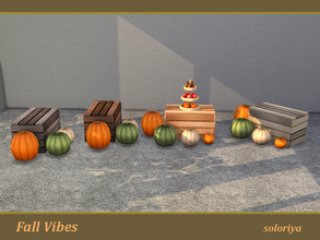 Sims 4 — Fall Vibes Crate Table with Pumpkins by soloriya — Crate table with four pumpkins. Part of Fall Vibes set. 4