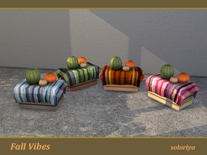 Sims 4 — Fall Vibes Decorative Table with Pumpkins by soloriya — Decorative crate table with fabric and pumpkins. Part of
