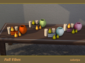 Sims 4 — Fall Vibes Decorative Composition by soloriya — Decorative composition includes two deco candles, books, vase