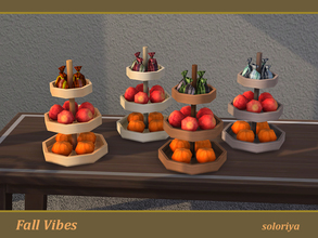 Sims 4 — Fall Vibes Fall Gifts by soloriya — Pumpkins, apples and small bags on a tray. Part of Fall Vibes set. 4 color