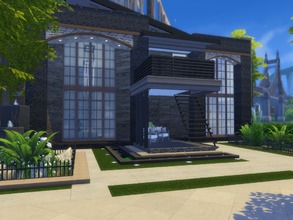 Sims 4 — Wysis by Suzz86 — Modern Industrial Home featuring kitchen with breakfast bar,dining area,and livingroom. 2