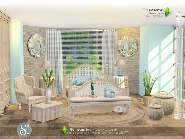 Sims 4 — Coastal bedroom by SIMcredible! — Still feeling the breeze of coastal tides, it's time to bring the nautical