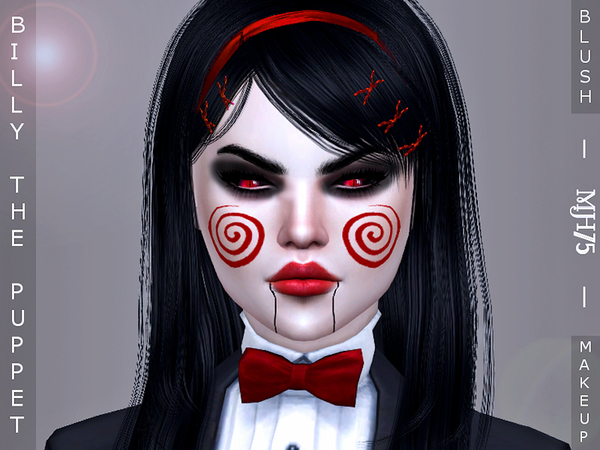 Sims 4 — S4 Billy The Puppet Makeup by Margeh-75 — -a revised improved version of my previous Saw Makeup -in the blush