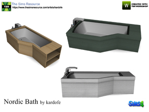 Sims 4 — kardofe_Nordic Bath_Tub by kardofe — Bathtub with wooden cover in three different textures, with a small shelf