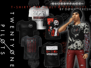 Sims 3 — Twenty One Pilots Blurryface T-Shirt Pack for Guys by Downy Fresh — Available for both adult and teen guys,