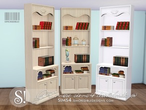 Sims 4 — Coastal living bookcase by SIMcredible! — by SIMcredibledesigns.com available at TSR 2 colors in 4 variations