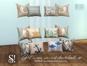 Sims 4 — Coastal living cushions by SIMcredible! — by SIMcredibledesigns.com available at TSR 6 colors variations