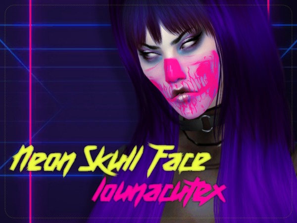 Sims 4 — Neon Skull Face Mask - Lounacutex.. by L0UNA — - 19 Swatches - for female and male - works with all skins and