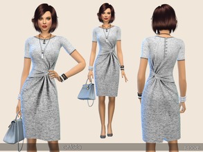 Sims 4 — Grigio by Paogae — Tube dress, only in gray melange, with curled and crossed waistband. Buttons on the back.