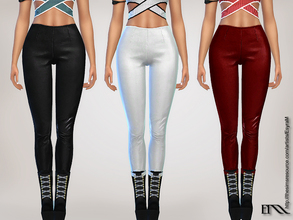 Sims 4 — Cropped Leather Leggings by EsyraM — Stretch cropped leather leggings 3 colors