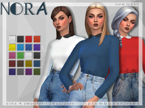 Sims 4 — PnF | Nora by Plumbobs_n_Fries — New Mesh Tucked in Sweater Female | Teen to Elder 20 Colours | 10 Solid + 10