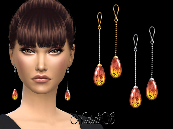 Sims 4 — NataliS_Amber drop earrings by Natalis — Amber drop earrings. FT-FA-FE 2 colors.