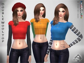 Sims 4 — Double Wool Top by Devirose — Delicious top with two pieces but in a single sweater. In warm wool, ribbed wool