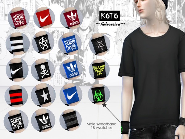 Sims 4 — KOTO - MALE Sweatband by Helsoseira — These sweatband has as much as 18 swatches. Find in bracelet catergory.