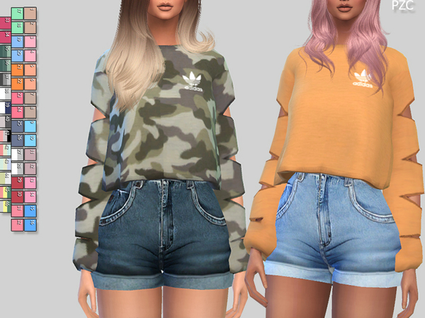 Sims 4 — Athletic Sweatshirts 056(mesh required) by Pinkzombiecupcakes — -46 swatches -custom CAS thumbnail is included