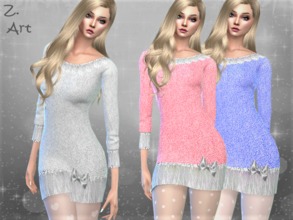 Sims 4 — Winter CollectZ. 03 by Zuckerschnute20 — A cuddly mini dress with a decorative bow and shiny accents :D 3 colors