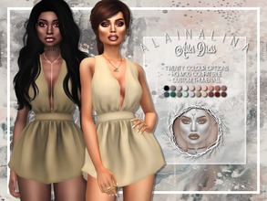 Sims 4 — Aster Dress by alainalina — Floaty, low cut dress Original mesh Twenty colour options HQ mod compatible Custom