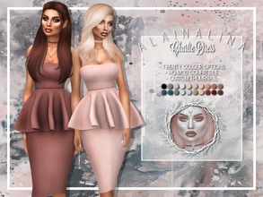 Sims 4 — Charlie Dress by alainalina — Bodycon midi dress with peplum detail Brand new mesh Twenty colour options HQ mod