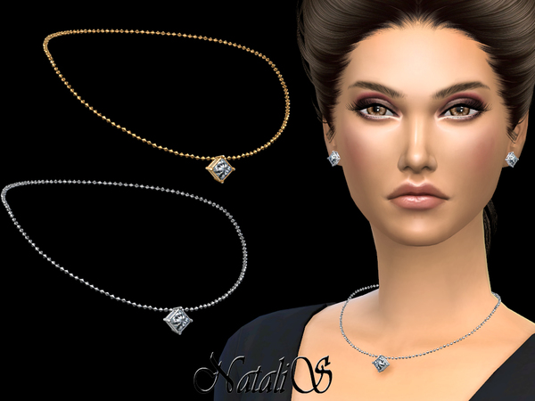 Sims 4 — NataliS_Princess cut pendant necklace by Natalis — Princess cut pendant necklace. FT-FA-FE 2 colors.