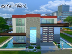 Sims 4 —  Red and black by Sims_House — A modern three-storey house in bright colors. 1st floor - living room, divided