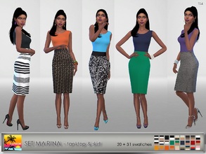 Sims 4 — Set Marina by Elfdor — - tank top 20 swatches - skirt 31 swatches - 2 styles of skirt (regular and high waist) -