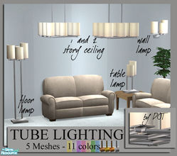 Sims 2 — Tube Lighting by DOT — Tube Lighting. 5 meshes plus recolors. Sims2 by DOT of The Sims Resource.