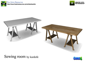 Sims 4 — kardofe_Sewing room_Desk by kardofe — Desk table formed by two easels and a board in two color options
