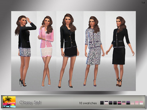 Sims 4 — Classy Set by Elfdor — - 2 styles (2 skirts and 2 suit jackets) - real in-game shine - maxis match - skirts and
