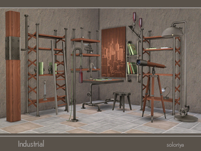 Sims 4 — Industrial Set by soloriya — Industrial set. Has 3 color variations, 14 objects. Items in the set: --desk
