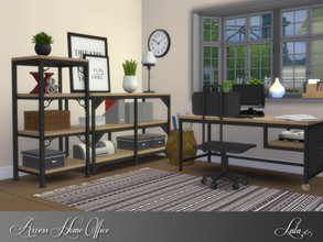 Sims 4 — Axcess Home Office by Lulu265 — Young, yet rustic. Industrial, but also homey. Metal and solid wood give the