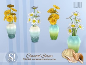 Sims 4 — Coastal Extras - daisy in tall vase by SIMcredible! — by SIMcredibledesigns.com available at TSR 2 colors in 4