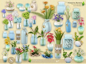 Sims 4 — Coastal Extras - Flowers and Vases by SIMcredible! — To close the Coastal series, we are bringing to your sims
