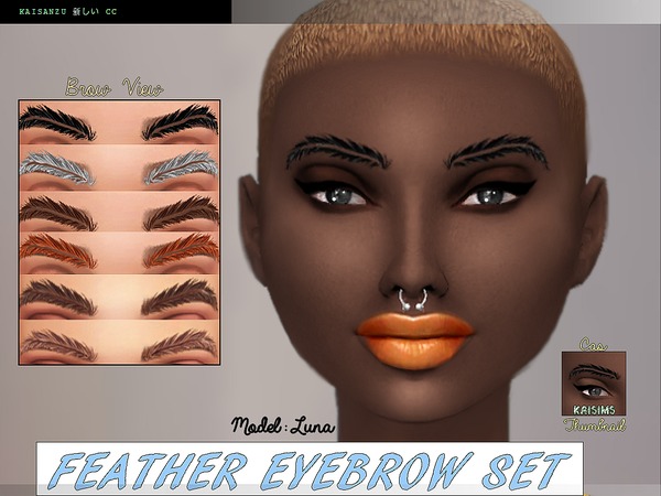Sims 4 — Feather Eyebrow Set by -KaiSims- — Feather Eyebrow Set!~ Genders: Male and Female Ages: All Custom Cas thumbnail