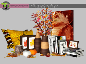 Sims 3 — Amber Living Room Decor by NynaeveDesign — Bring the warm colors of fall into your sims home with these throw
