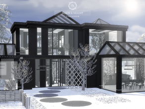 Sims 4 — Black & Bright by Aquarhiene — This house has: Kitchen with dining area, living room, 2 bathrooms and 2